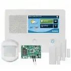 2GIG GC2e wireless alarm system kit with Alarm.com LTE, touchscreen panel, three door/window sensors, and an interior pet-immune motion detector.