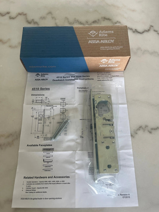 Adams Rite 4513 deadlatch, 1-1/8 inch backset mortise lock for aluminum storefront narrow-stile doors by ASSA ABLOY, commercial-grade security.