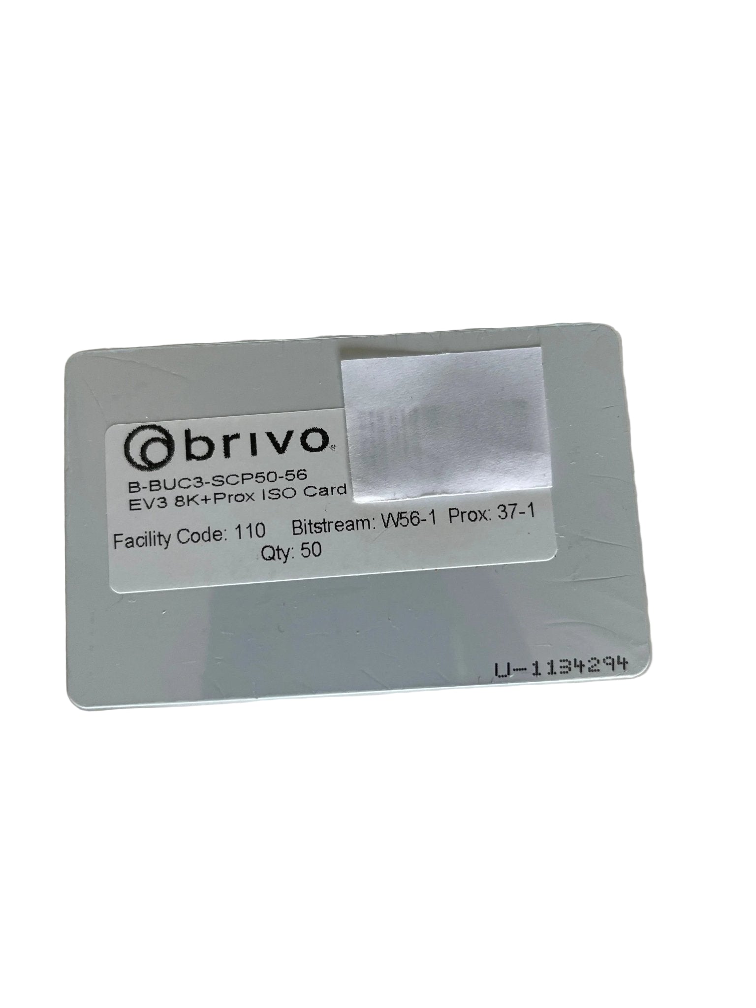 Brivo B-BUC3-56-SCP50 dual-technology smart card, 56-bit 13.56 MHz EV3 with 37-bit 125 kHz prox, CR80 glossy dual-side printable (50 pack).